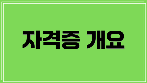 자격증 개요