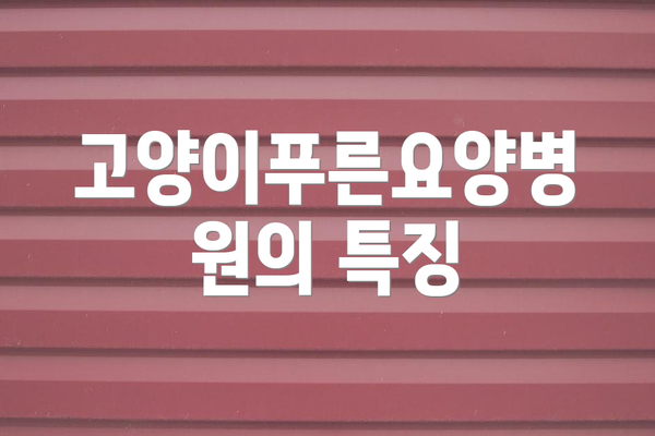 고양이푸른요양병원의 특징