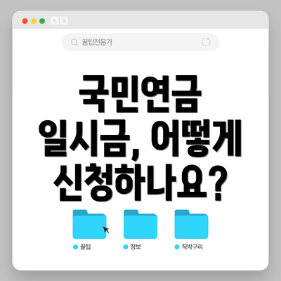국민연금 일시금, 어떻게 신청하나요?