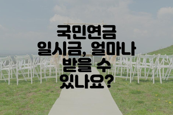 국민연금 일시금, 얼마나 받을 수 있나요?
