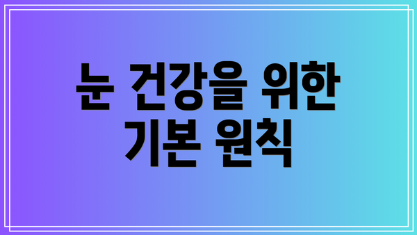 눈 건강을 위한 기본 원칙