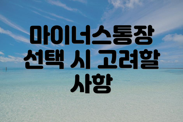 마이너스통장 선택 시 고려할 사항