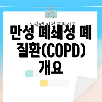 만성 폐쇄성 폐질환(COPD) 개요