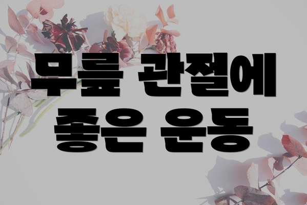 무릎 관절에 좋은 운동
