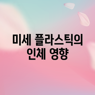 미세 플라스틱의 인체 영향