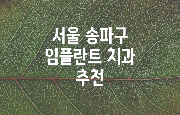 서울 송파구 임플란트 치과 추천