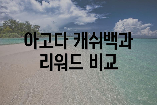 아고다 캐쉬백과 리워드 비교