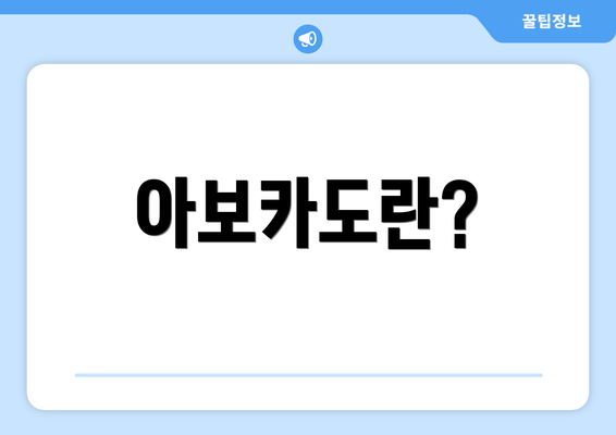 아보카도란?