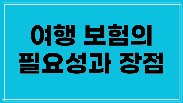 여행 보험의 필요성과 장점