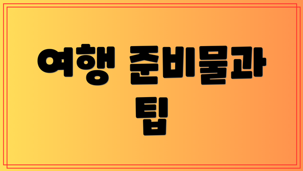 여행 준비물과 팁