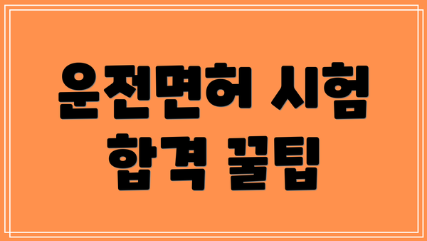 운전면허 시험 합격 꿀팁