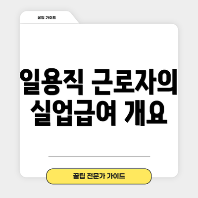 일용직 근로자의 실업급여 개요