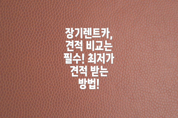 장기렌트카, 견적 비교는 필수! 최저가 견적 받는 방법!