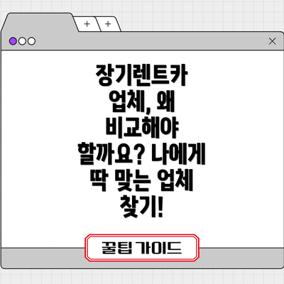 장기렌트카 업체, 왜 비교해야 할까요? 나에게 딱 맞는 업체 찾기!