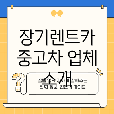장기렌트카 중고차 업체 소개