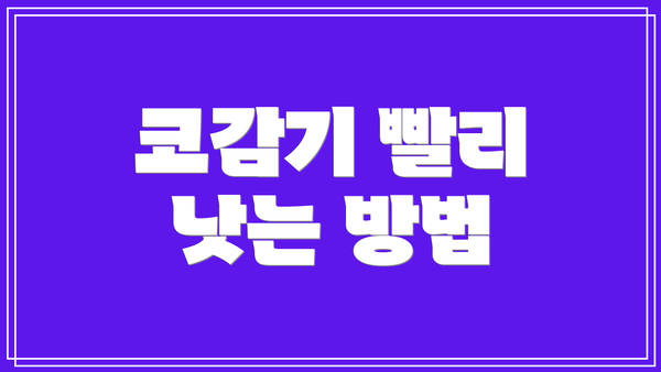 코감기 빨리 낫는 방법