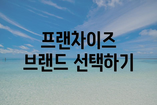 프랜차이즈 브랜드 선택하기