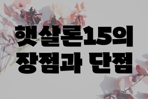햇살론15의 장점과 단점