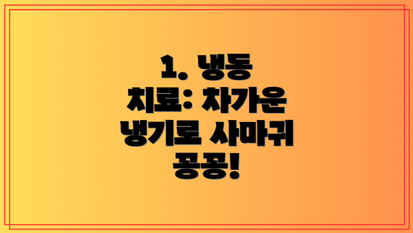 1. 냉동 치료: 차가운 냉기로 사마귀 꽁꽁!