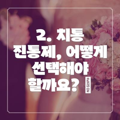 2. 치통 진통제, 어떻게 선택해야 할까요? 🤔