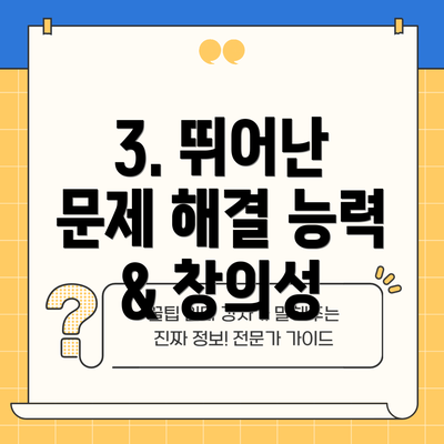 3. 뛰어난 문제 해결 능력 & 창의성