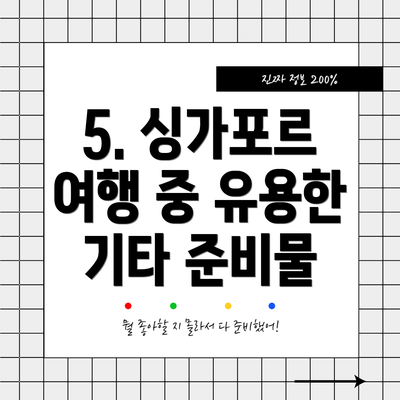 5. 싱가포르 여행 중 유용한 기타 준비물