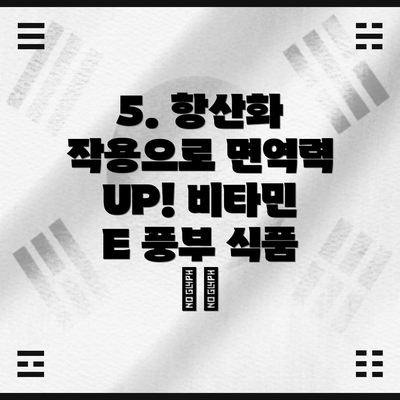 5. 항산화 작용으로 면역력 UP! 비타민 E 풍부 식품 🥑🌰