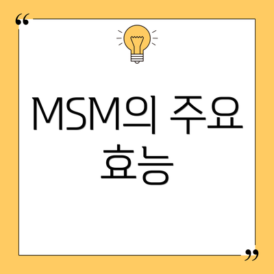 MSM의 주요 효능
