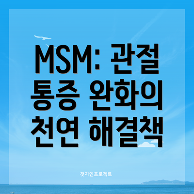 MSM: 관절 통증 완화의 천연 해결책