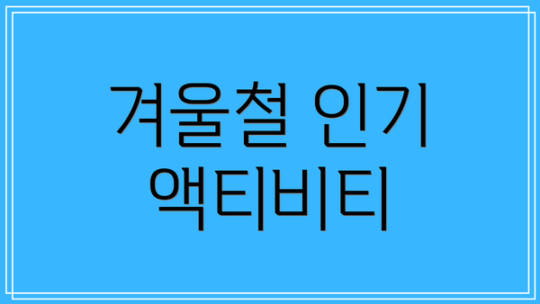 겨울철 인기 액티비티