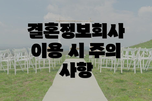 결혼정보회사 이용 시 주의 사항