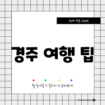 경주 여행 팁