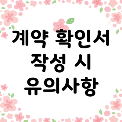 계약 확인서 작성 시 유의사항