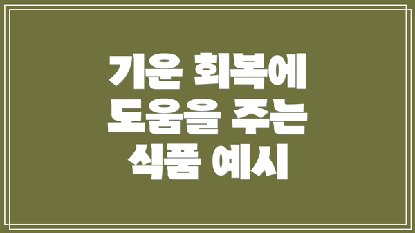 기운 회복에 도움을 주는 식품 예시