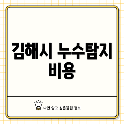 김해시 누수탐지 비용