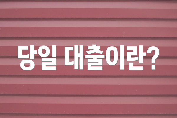 당일 대출이란?