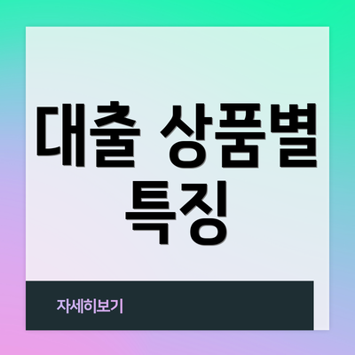대출 상품별 특징