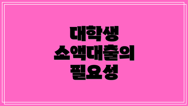 대학생 소액대출의 필요성