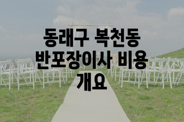 동래구 복천동 반포장이사 비용 개요