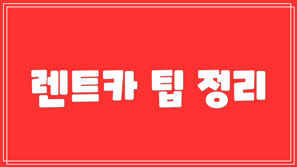 렌트카 팁 정리