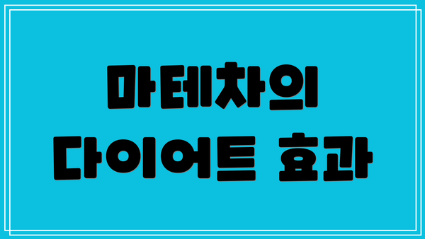 마테차의 다이어트 효과