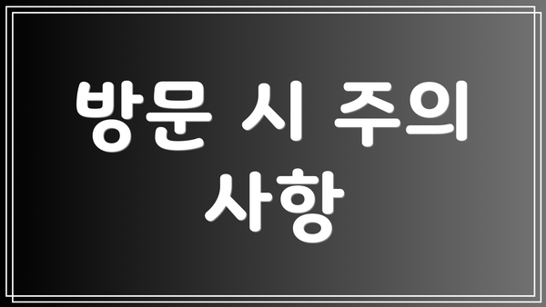 방문 시 주의 사항