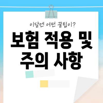 보험 적용 및 주의 사항