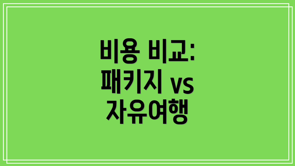 비용 비교: 패키지 vs 자유여행