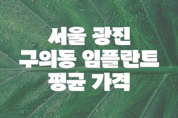 서울 광진 구의동 임플란트 평균 가격