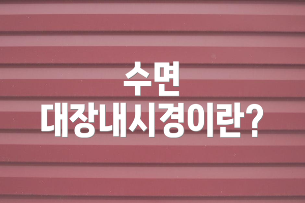 수면 대장내시경이란?