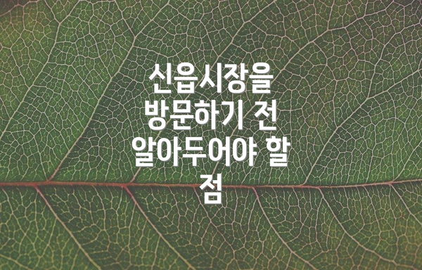 신읍시장을 방문하기 전 알아두어야 할 점