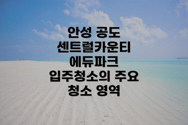 안성 공도 센트럴카운티 에듀파크 입주청소의 주요 청소 영역