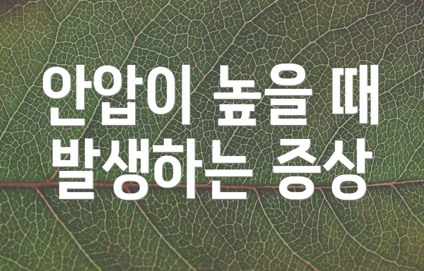 안압이 높을 때 발생하는 증상