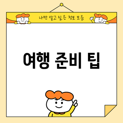 여행 준비 팁